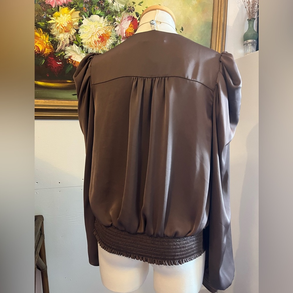 Ramy Brook Chocolate Pauline Puff Sleeve Blouse ::: current retail $375 - Picture 13 of 16